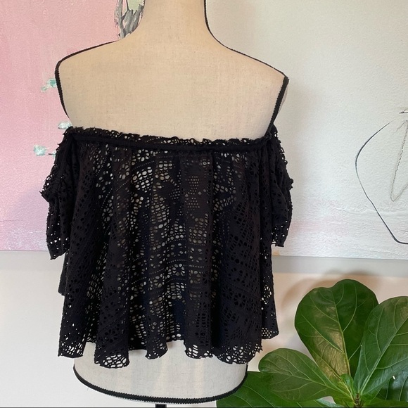 FREE PEOPLE | FP Beach Eyelet Off the Shoulder Top Size Small - Picture 4 of 7